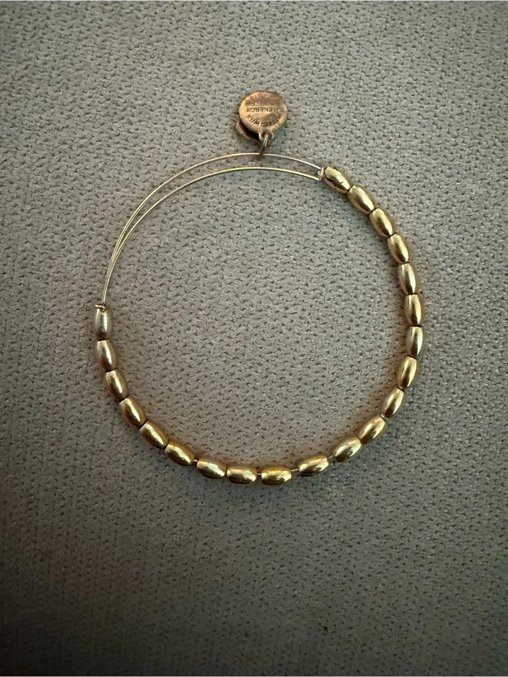 Alex and Ani Gold-Tone Wire Bangle with Turquoise-Patina Charms - Picture 2 of 2